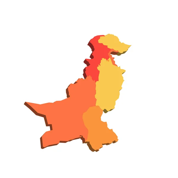 Pakistan Political Map Administrative Divisions Provinces Autonomous Territories Map Shades — Vettoriale Stock
