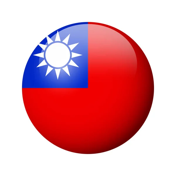 Flaga Tajwanu Błyszcząca Odznaka Koła Ikona Wektora — Wektor stockowy