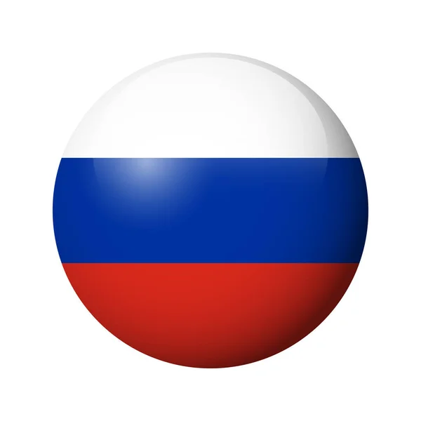 stock vector Russia flag - glossy circle badge. Vector icon.