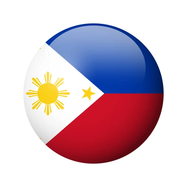 Philippines Flag Glossy Circle Badge Vector Icon — Stock Vector