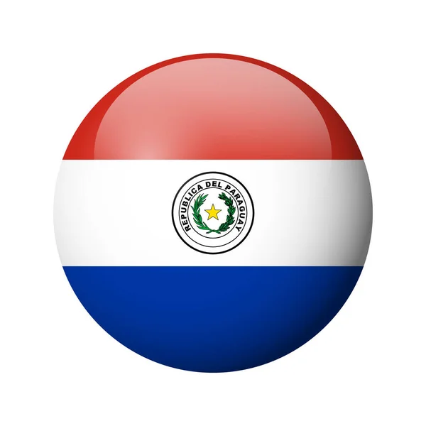 Flaga Paragwaju Błyszcząca Okrągła Odznaka Ikona Wektora — Wektor stockowy