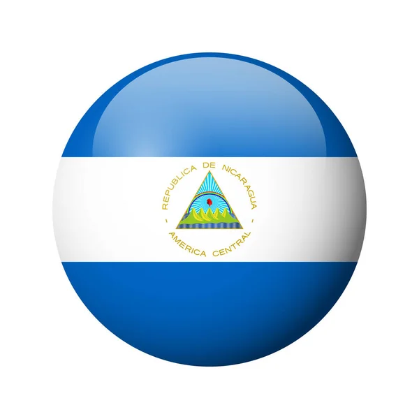 Flaga Nikaragui Błyszcząca Odznaka Koła Ikona Wektora — Wektor stockowy