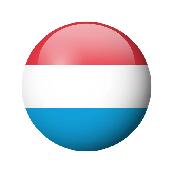Flaga Luksemburga Błyszcząca Okrągła Odznaka Ikona Wektora — Wektor stockowy