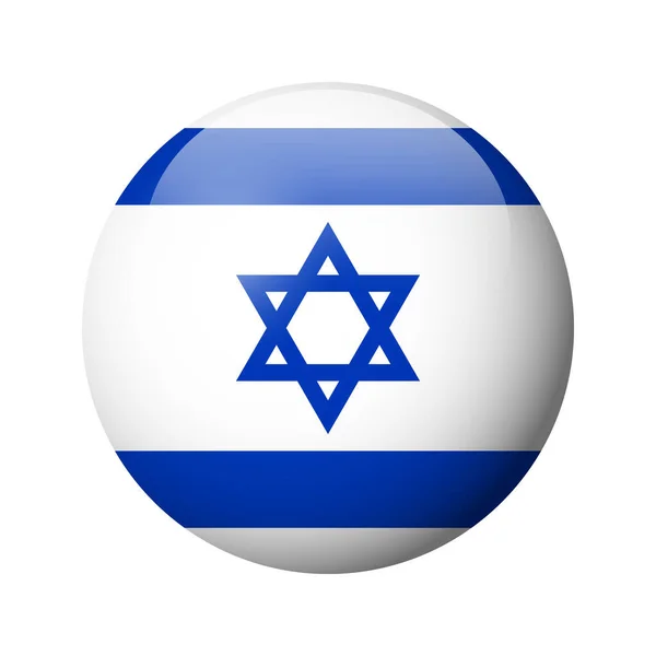 Flaga Izraela Błyszcząca Odznaka Koła Ikona Wektora — Wektor stockowy