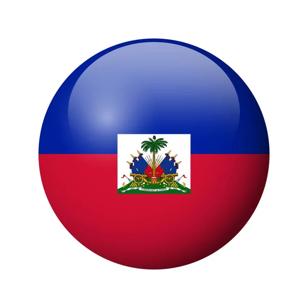 Flaga Haiti Błyszcząca Okrągła Odznaka Ikona Wektora — Wektor stockowy