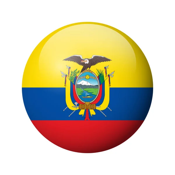 Flaga Ekwadoru Błyszcząca Okrągła Odznaka Ikona Wektora — Wektor stockowy