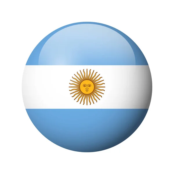 Flaga Argentyny Błyszcząca Odznaka Koła Ikona Wektora — Wektor stockowy