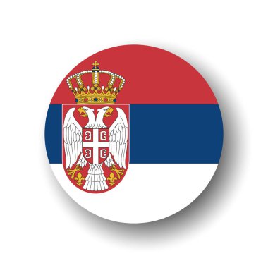 Serbia flag - flat vector circle icon or badge with dropped shadow. clipart