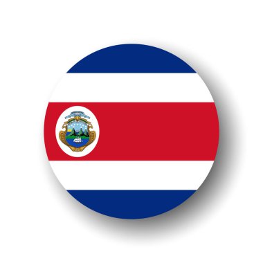 Costa Rica flag - flat vector circle icon or badge with dropped shadow. clipart
