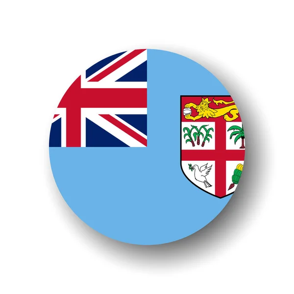 Fiji Flag Plochý Vektorový Kruh Ikona Nebo Odznak Upuštěným Stínem — Stockový vektor