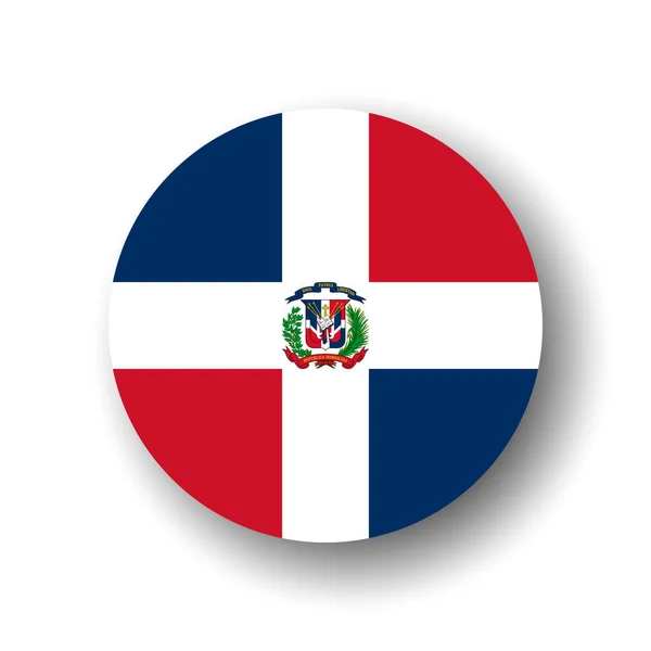 Dominik Cumhuriyeti Bayrağı Düz Vektör Dairesi Simgesi Veya Düşen Gölge — Stok Vektör
