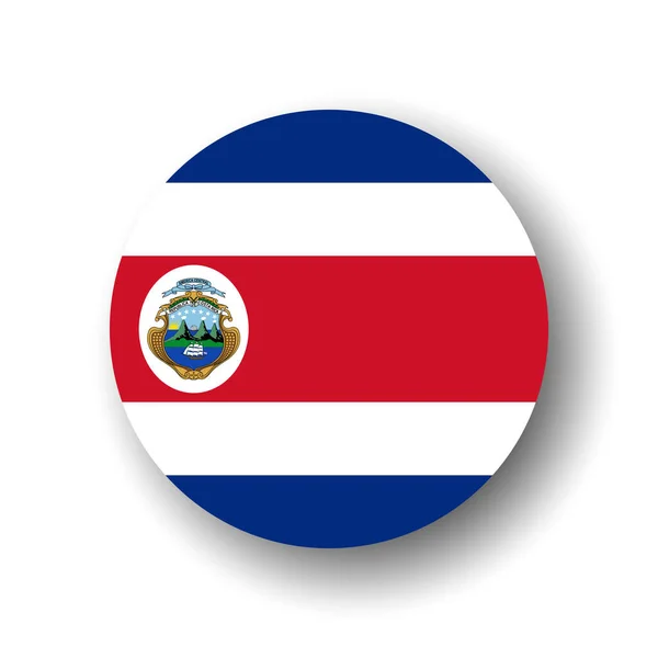 Bandera Costa Rica Icono Círculo Vectorial Plano Insignia Con Sombra — Archivo Imágenes Vectoriales