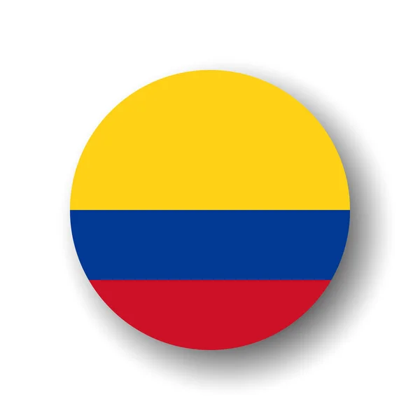 Flaga Kolumbii Płaska Ikona Wektora Okręgu Lub Odznaka Opuszczonym Cieniem — Wektor stockowy