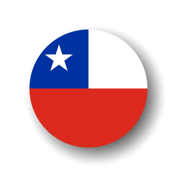 Şili Bayrağı Düz Vektör Dairesi Simgesi Düşen Gölgeli Rozet — Stok Vektör