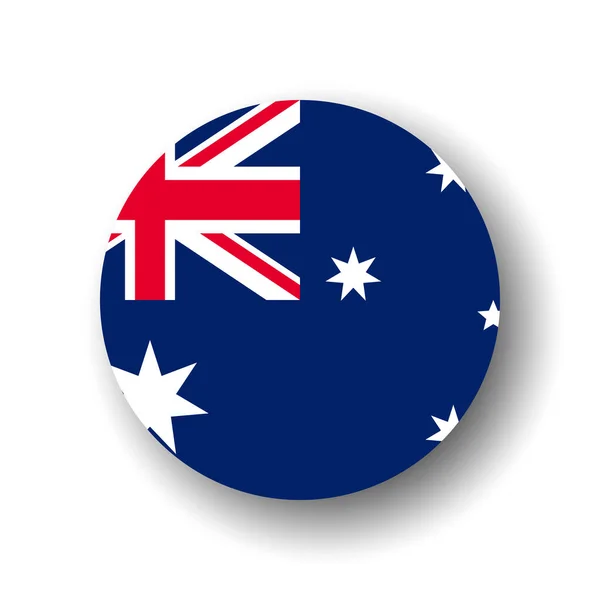 Bandera Australia Icono Círculo Vectorial Plano Insignia Con Sombra Caída — Archivo Imágenes Vectoriales