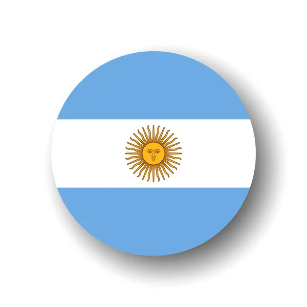 Bandera Argentina Icono Círculo Vectorial Plano Insignia Con Sombra Caída — Archivo Imágenes Vectoriales
