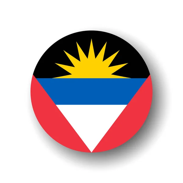 Antigua Flaga Barbuda Płaska Ikona Wektora Koła Lub Odznaka Opuszczonym — Wektor stockowy