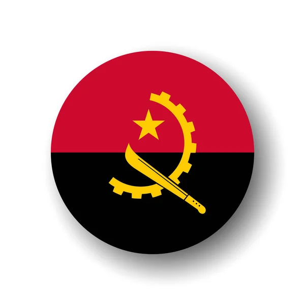 Flaga Angoli Płaska Ikona Wektora Koła Lub Odznaka Opuszczonym Cieniem — Wektor stockowy