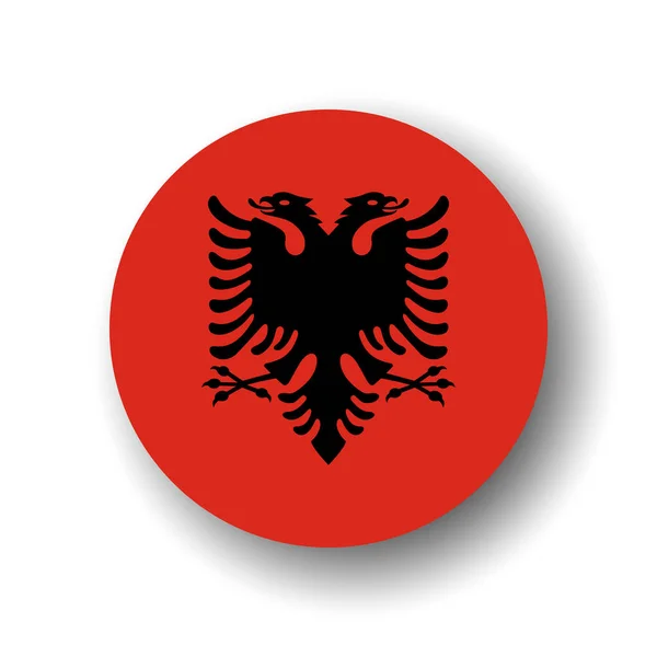 Flaga Albanii Płaska Ikona Wektora Koła Lub Odznaka Opuszczonym Cieniem — Wektor stockowy