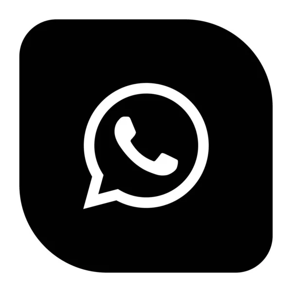 Wattsapp Instant Messaging App Icon Black Silhouete Square Shape Vector —  Vetores de Stock