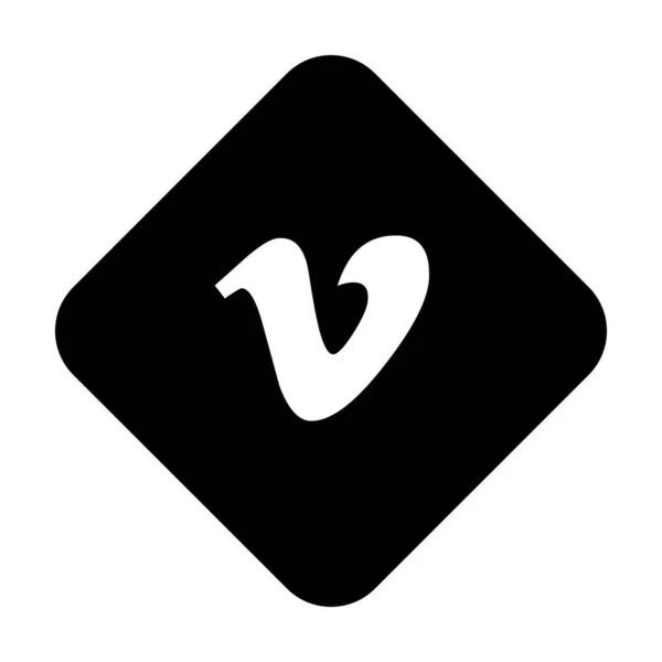Vimeo Social Media App Icon Black Silhouete Square Shape Vector — ストックベクタ
