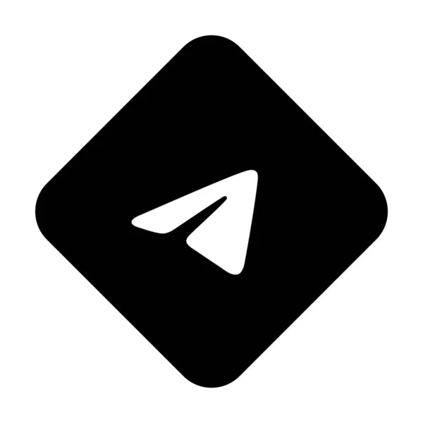 Telegram Instant Messaging App Icon Black Silhouete Square Shape Vector — ストックベクタ