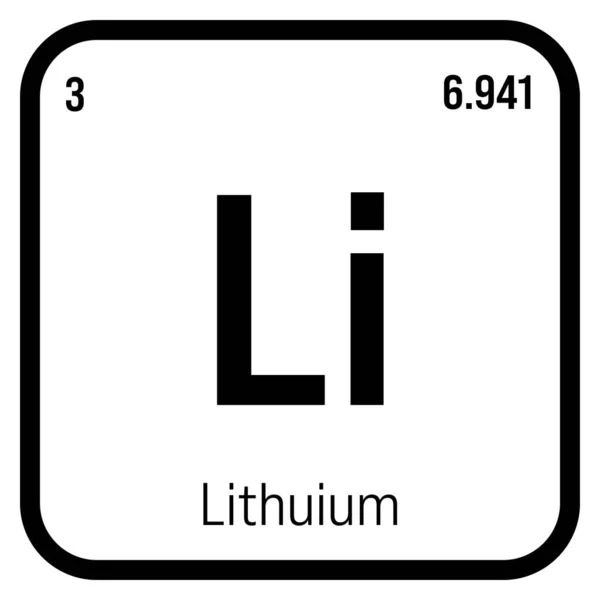 Lithium Élément Tableau Périodique Avec Nom Symbole Numéro Atomique Poids — Image vectorielle