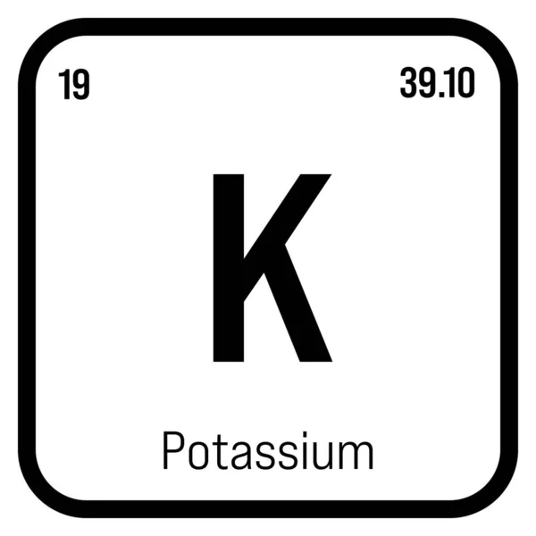 Potassium Élément Tableau Périodique Avec Nom Symbole Numéro Atomique Poids — Image vectorielle