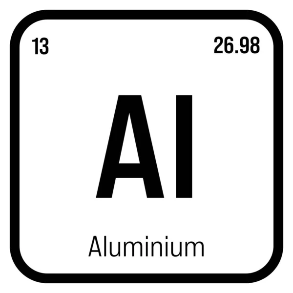 Aluminio Elemento Tabla Periódica Con Nombre Símbolo Número Atómico Peso — Vector de stock