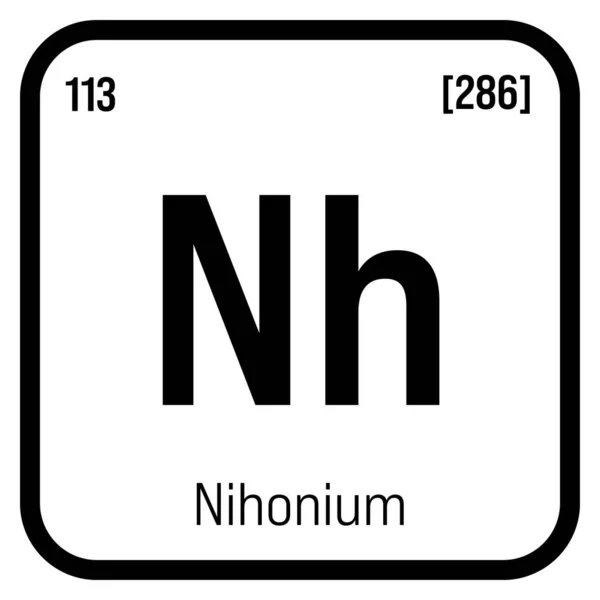 日本語 Nhは 原子番号と重量を持つ周期表要素 研究室での核反応によって作られた非常に短い半減期を持つ合成元素 — ストックベクタ