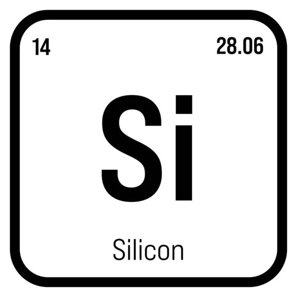 Silicium Periodiek Systeemelement Met Naam Symbool Atoomnummer Gewicht Niet Metaal — Stockvector