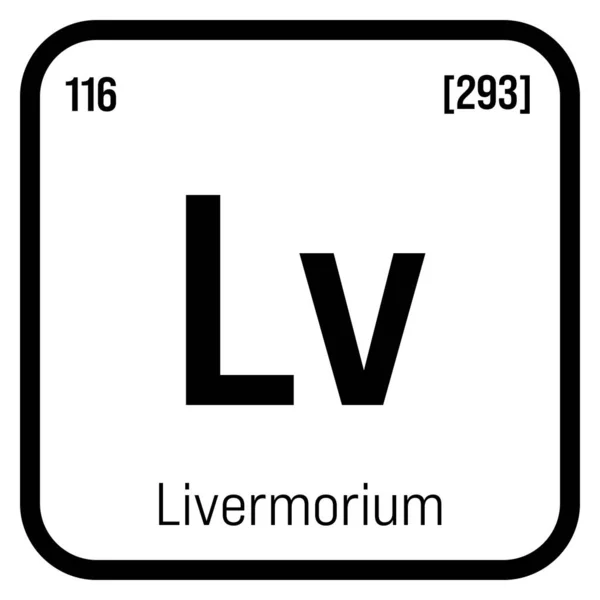 Livermorio Elemento Tavola Periodica Con Nome Simbolo Numero Atomico Peso — Vettoriale Stock
