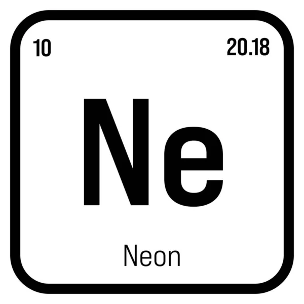 Néon Élément Tableau Périodique Avec Nom Symbole Numéro Atomique Poids — Image vectorielle