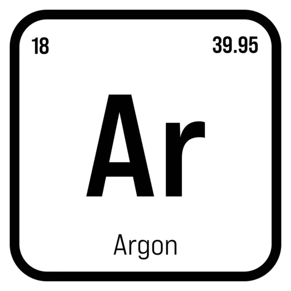 Argon Elemento Tavola Periodica Con Nome Simbolo Numero Atomico Peso — Vettoriale Stock
