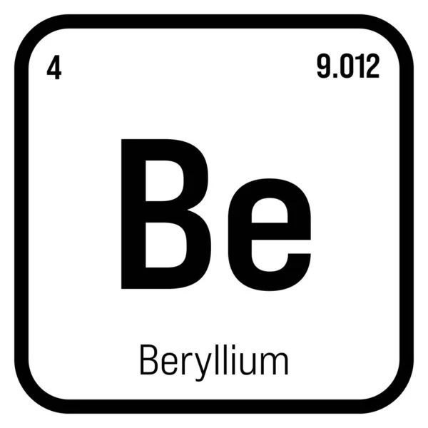 Berillio Elemento Tavola Periodica Con Nome Simbolo Numero Atomico Peso — Vettoriale Stock
