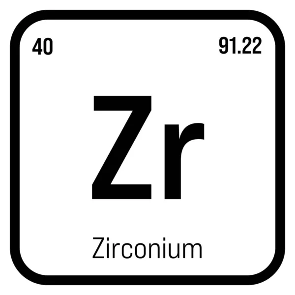 Zirconio Elemento Tavola Periodica Con Nome Simbolo Numero Atomico Peso — Vettoriale Stock