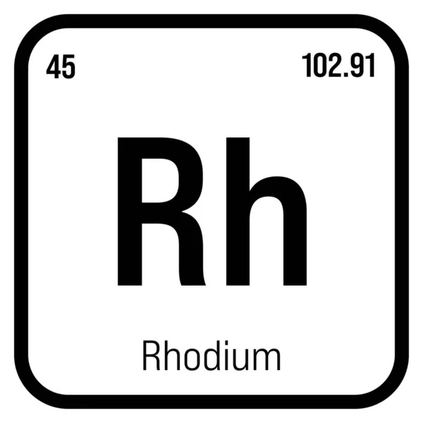 Rhodium Periodic Table Element Name Symbol Atomic Number Weight Transition — Vetor de Stock