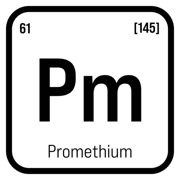 Promethium Periodensystem Mit Namen Symbol Ordnungszahl Und Gewicht Synthetisches Radioaktives — Stockvektor