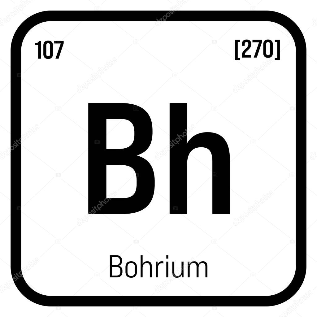 Bohrium Bh elemento de tabla periódica con nombre símbolo número