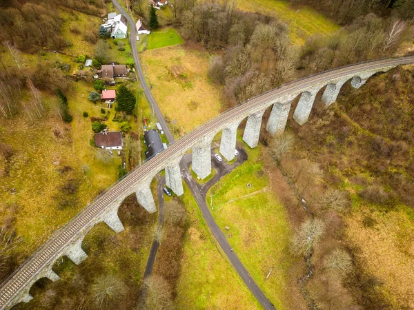 Letecký Pohled Kamenný Viadukt Táhnoucí Nad Údolím Novina Krystofovo Udoli — Stock fotografie