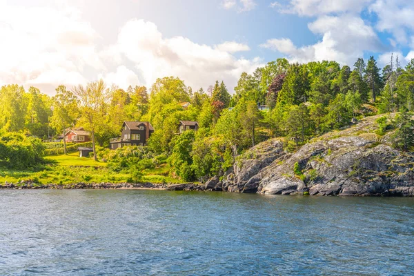 Residential Houses Scandinavian Coastline Stockholm Archipelago Sweden — Stockfoto