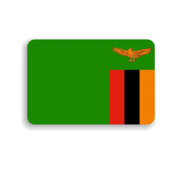 赞比亚国旗平面矢量矩形 有圆形角和投下的阴影 — 图库矢量图片