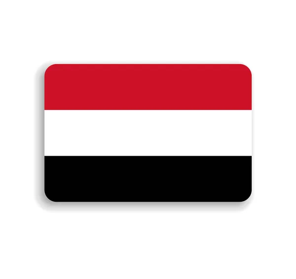 Yemen Bayrağı Yuvarlak Köşeli Düz Vektör Dikdörtgeni Gölgesi — Stok Vektör