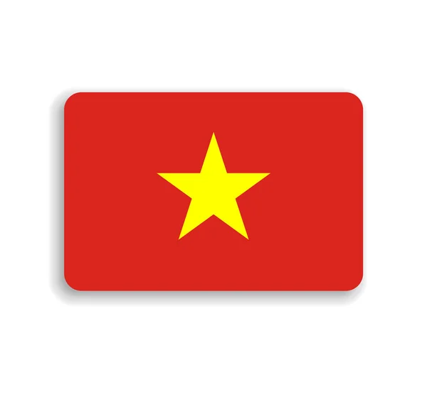 越南国旗平面矢量矩形 圆形角 投下阴影 — 图库矢量图片
