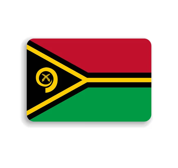 Vanuatu Flag Flat Vector Rectangle Rounded Corners Dropped Shadow — Stock Vector