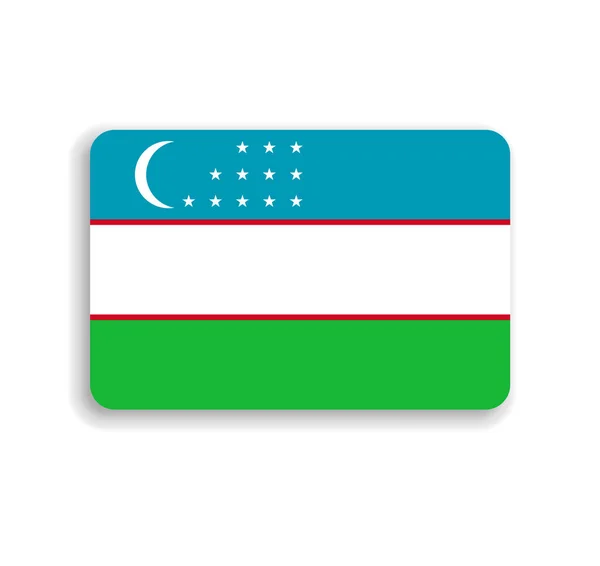Флаг Узбекистана Плоский Векторный Прямоугольник Закругленными Углами Отброшенной Тенью — стоковый вектор
