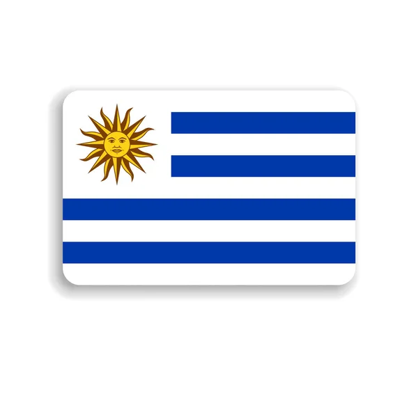 乌拉圭国旗平面矢量矩形 有圆形角和投下的阴影 — 图库矢量图片