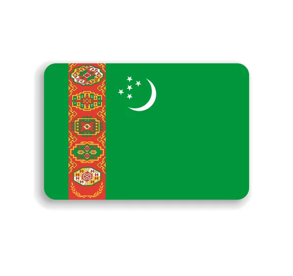 Türkmenistan Bayrağı Yuvarlak Köşeli Düz Vektör Dikdörtgeni Gölgesi — Stok Vektör