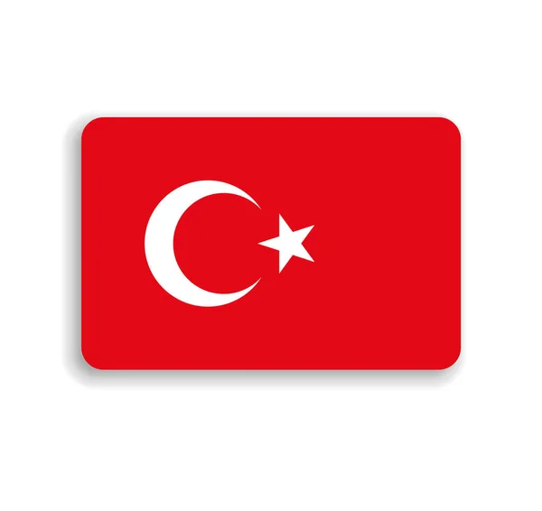Türkiye Bayrağı Yuvarlak Köşeli Düz Vektör Dikdörtgeni Düşen Gölge — Stok Vektör