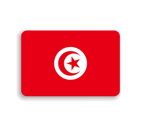 Bandera Túnez Rectángulo Vectorial Plano Con Esquinas Redondeadas Sombra Caída — Vector de stock